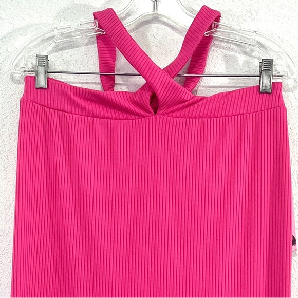 Future Collective Alani Noelle Pink Ribbed Midi Dress New With Tags Size Medium - Picture 3 of 5